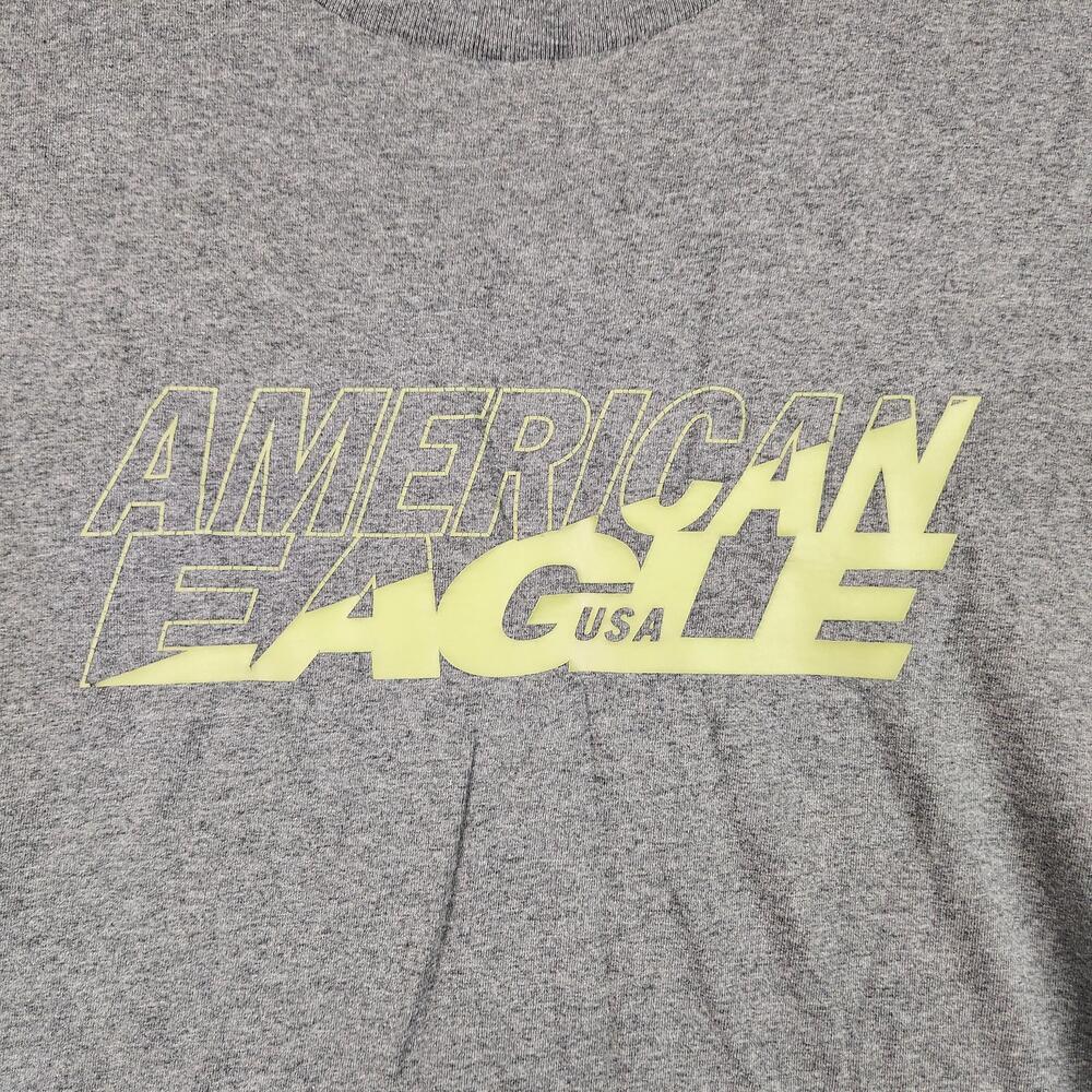 American Eagle Shirt Mens Large Gray USA Logo Graphic Tagless Tee Standard Fit